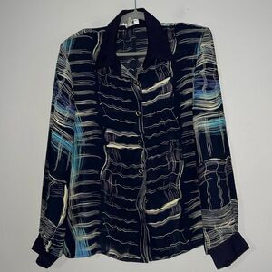 Fifth Ave vintage semi sheer long sleeve button-down top